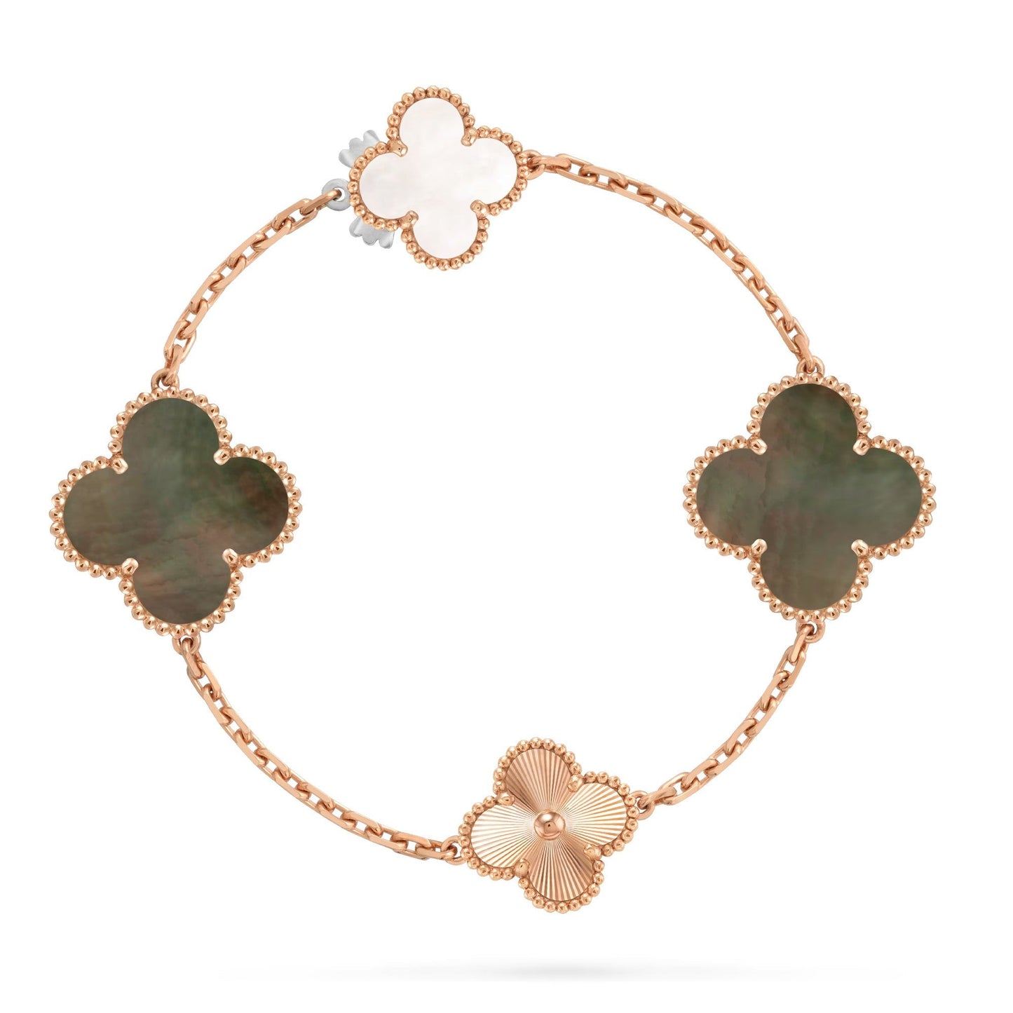 [Clara Jewels]DETACHABLE CLOVER 15(11+4) FLOWER ROSE GOLD NECKLACE SET