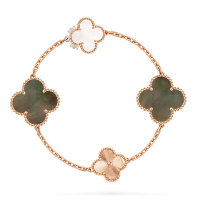 [Clara Jewels]DETACHABLE CLOVER 15(11+4) FLOWER ROSE GOLD NECKLACE SET
