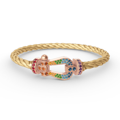 [Clara Jewels]FORCE LARGE HORSESHOE  COLORED DIAMOND BRACELET ROSE GOLD