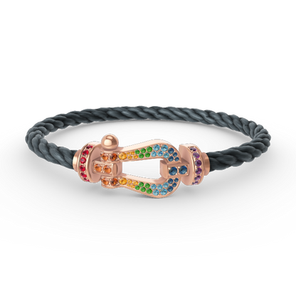 [Clara Jewels]FORCE LARGE HORSESHOE  COLORED DIAMOND BRACELET ROSE GOLD