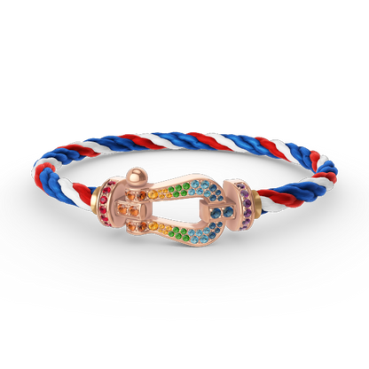 [Clara Jewels]FORCE LARGE HORSESHOE  COLORED DIAMOND BRACELET ROSE GOLD