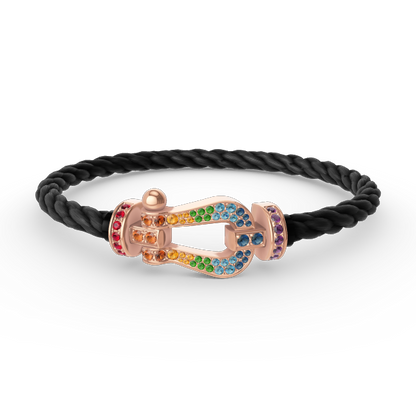 [Clara Jewels]FORCE LARGE HORSESHOE  COLORED DIAMOND BRACELET ROSE GOLD