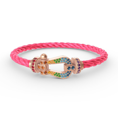 [Clara Jewels]FORCE LARGE HORSESHOE  COLORED DIAMOND BRACELET ROSE GOLD