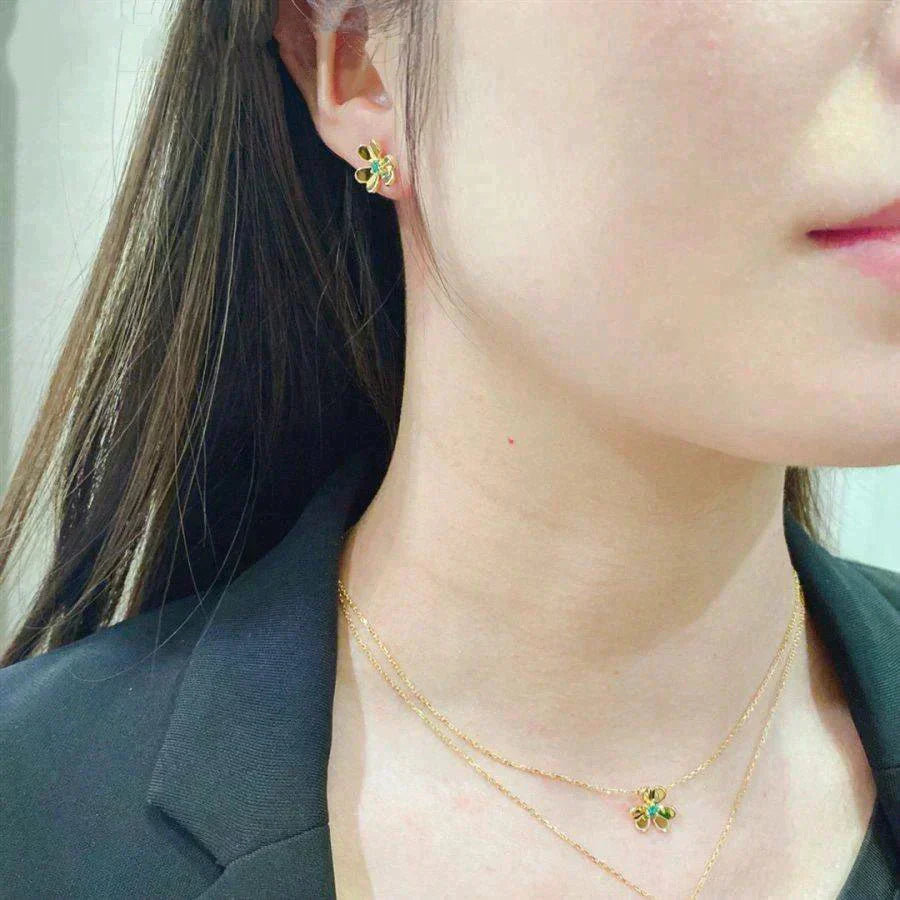 [Clara Jewels]FRIVOLE  FLOWER MALACHITE EARRINGS