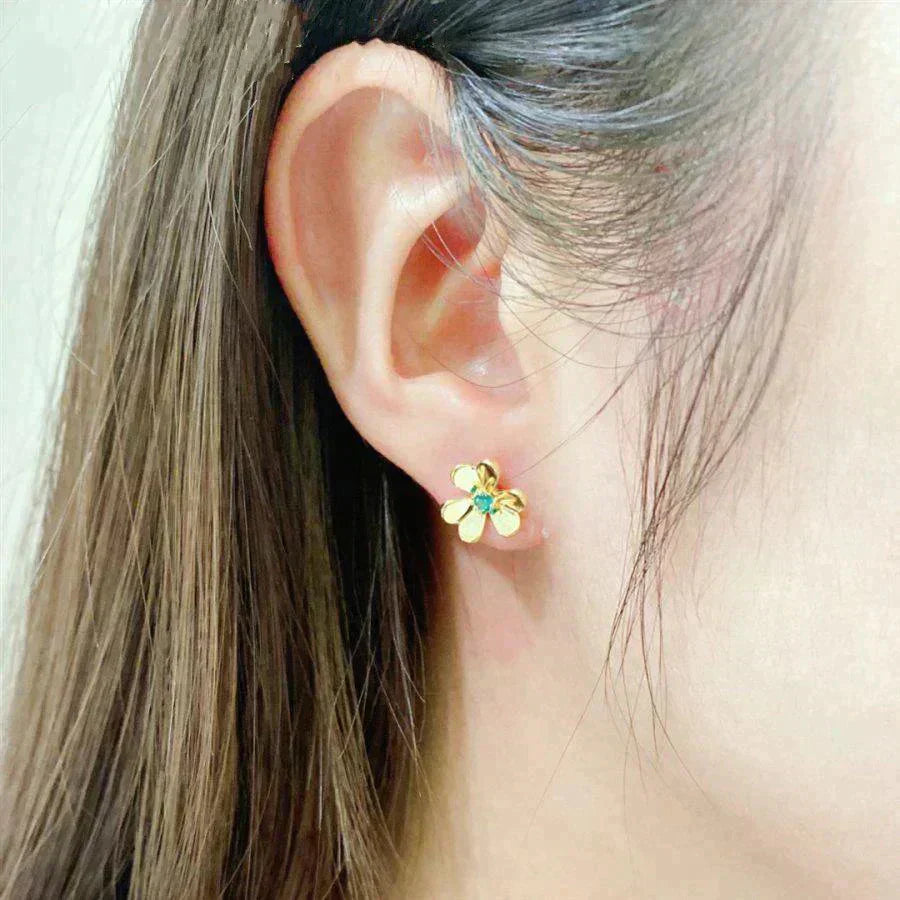 [Clara Jewels]FRIVOLE  FLOWER MALACHITE EARRINGS