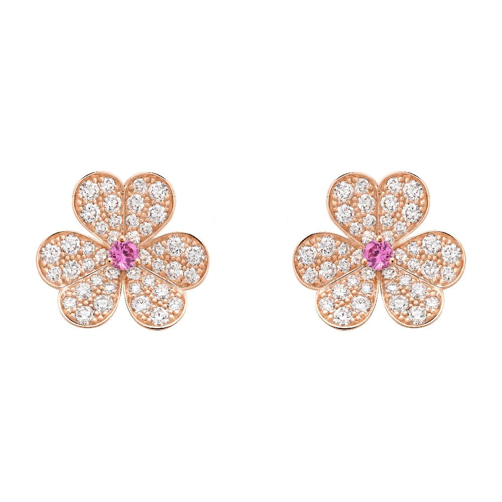 [Clara Jewels]FRIVOLE PINK GOLD FLOWER DIAMOND EARRINGS