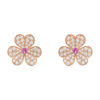 [Clara Jewels]FRIVOLE PINK GOLD FLOWER DIAMOND EARRINGS