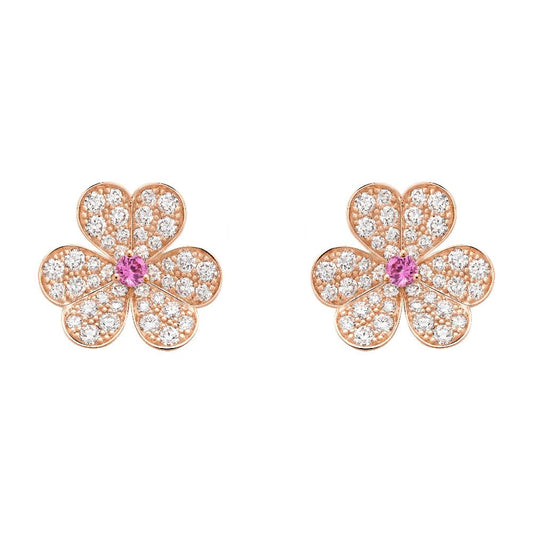 [Clara Jewels]FRIVOLE PINK GOLD FLOWER DIAMOND EARRINGS