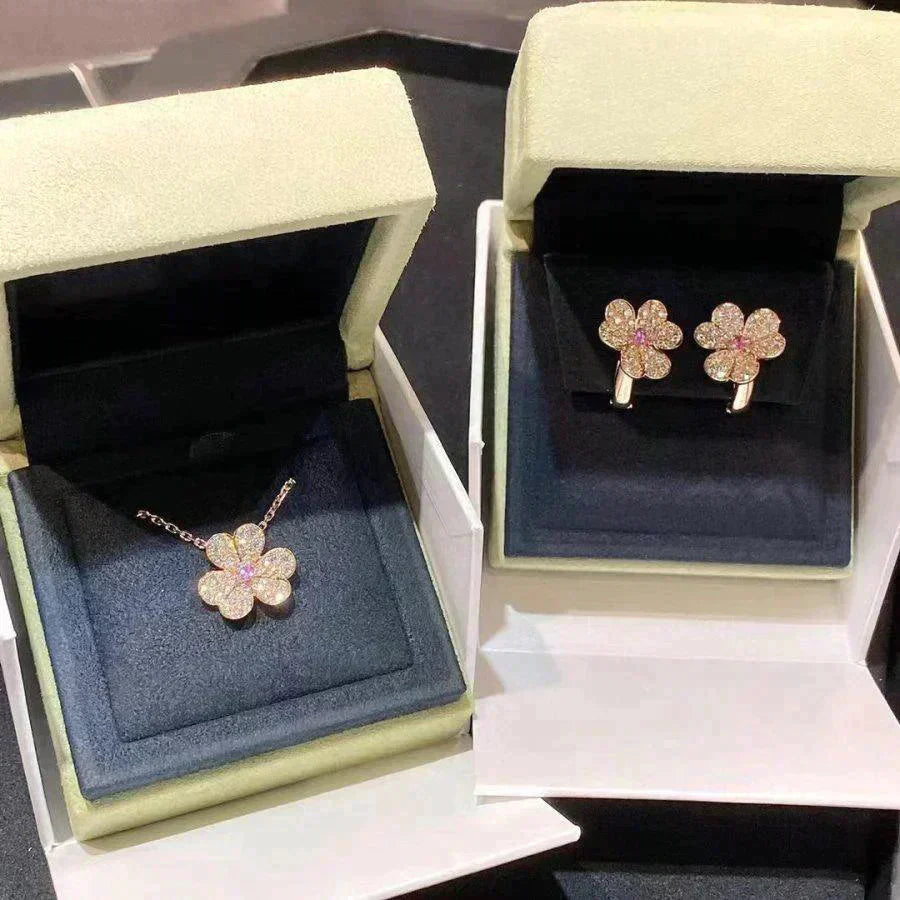 [Clara Jewels]FRIVOLE ROSE GOLD FLOWER DIAMOND NECKLACE