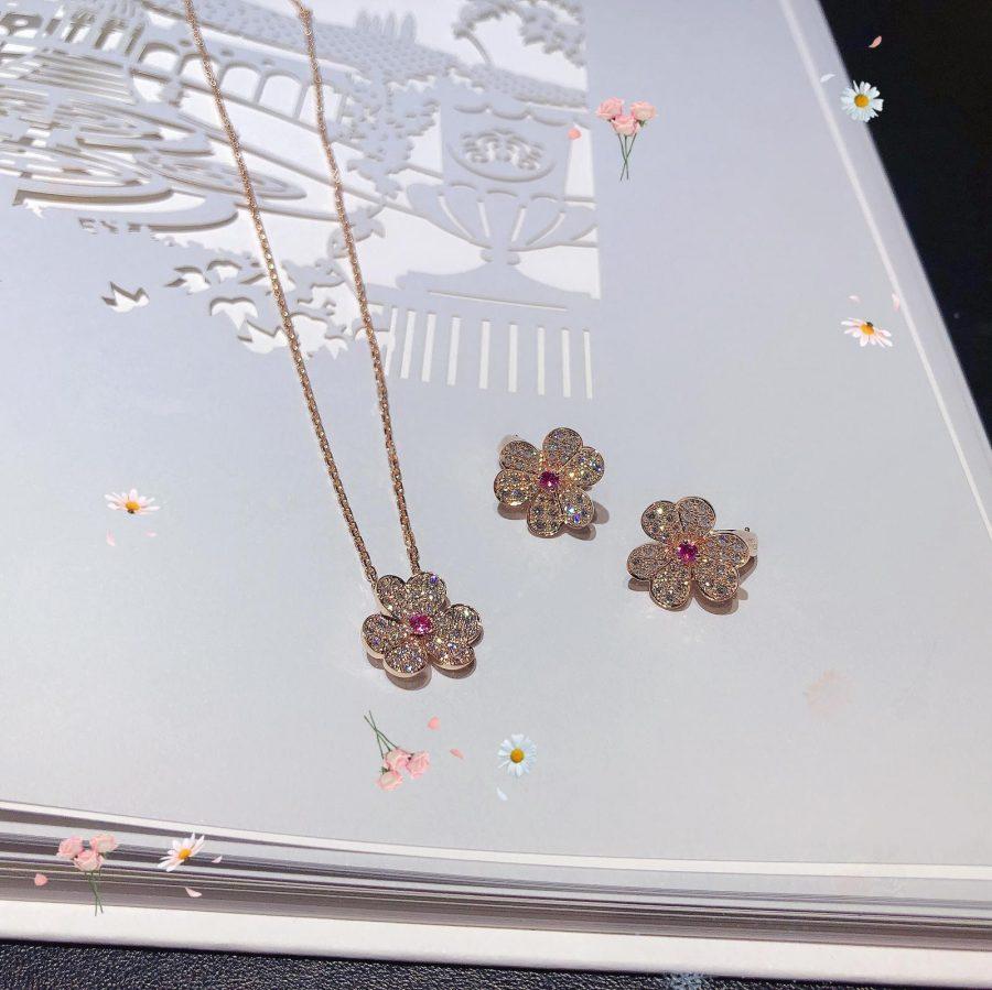 [Clara Jewels]FRIVOLE ROSE GOLD FLOWER DIAMOND NECKLACE