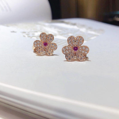 [Clara Jewels]FRIVOLE PINK GOLD FLOWER DIAMOND EARRINGS