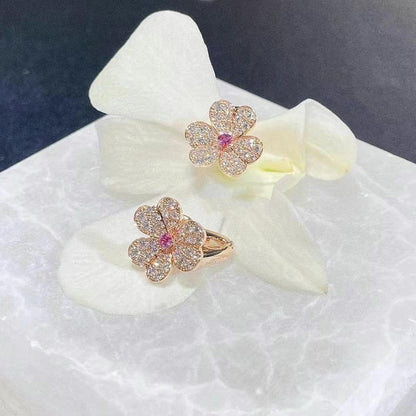 [Clara Jewels]FRIVOLE PINK GOLD FLOWER DIAMOND EARRINGS