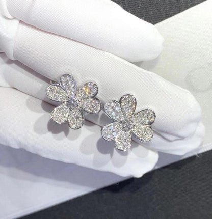 [Clara Jewels]FRIVOLE SILVER FLOWER DIAMOND EARRINGS