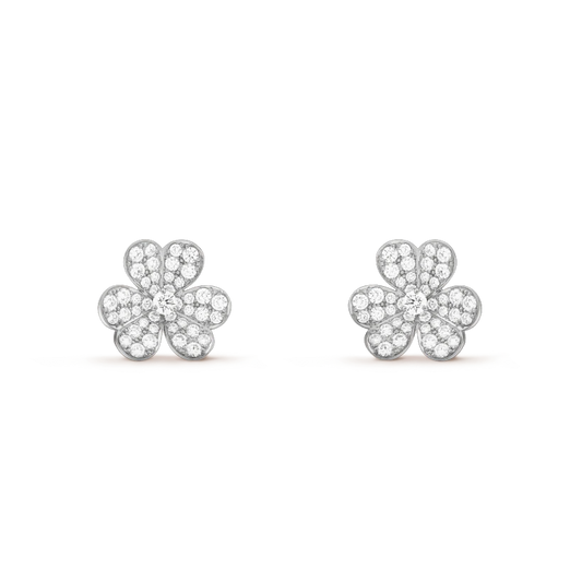 [Clara Jewels]FRIVOLE SILVER FLOWER DIAMOND EARRINGS