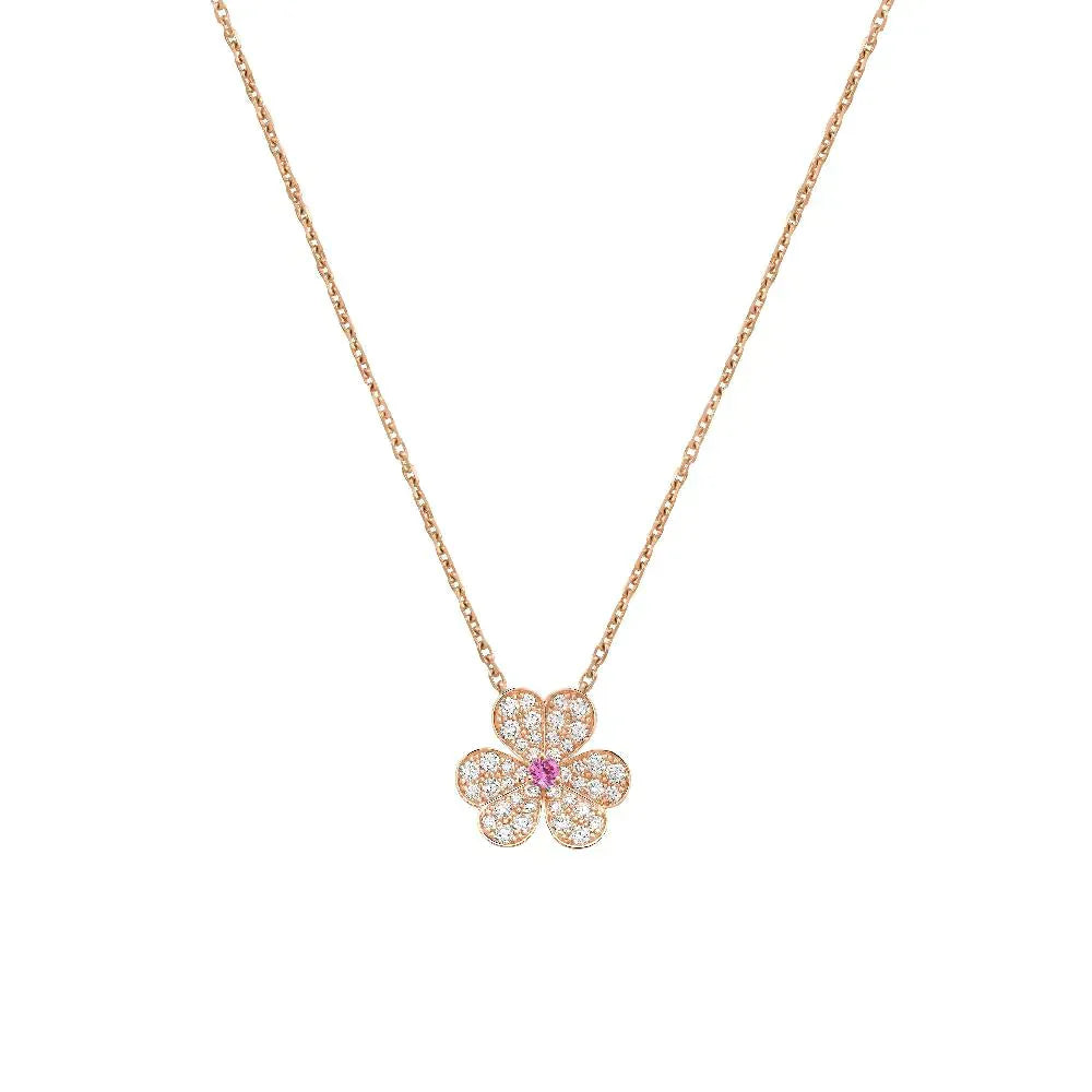 [Clara Jewels]FRIVOLE ROSE GOLD FLOWER DIAMOND NECKLACE