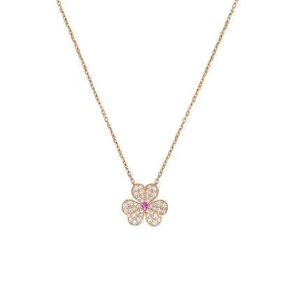 [Clara Jewels]FRIVOLE ROSE GOLD FLOWER DIAMOND NECKLACE