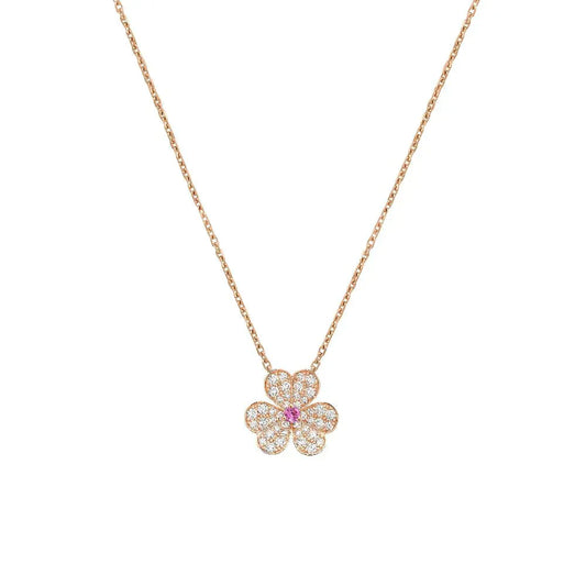 [Clara Jewels]FRIVOLE ROSE GOLD FLOWER DIAMOND NECKLACE