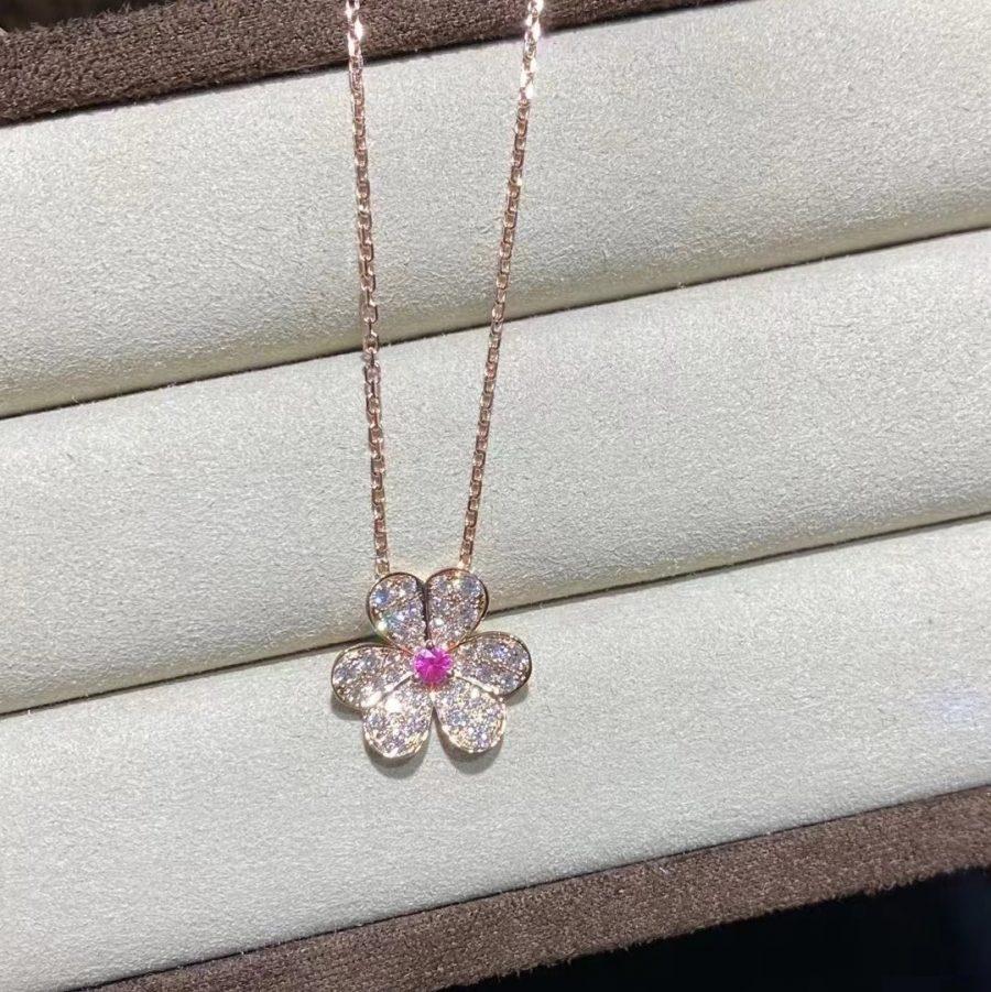 [Clara Jewels]FRIVOLE ROSE GOLD FLOWER DIAMOND NECKLACE