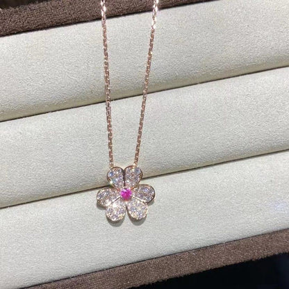 [Clara Jewels]FRIVOLE ROSE GOLD FLOWER DIAMOND NECKLACE