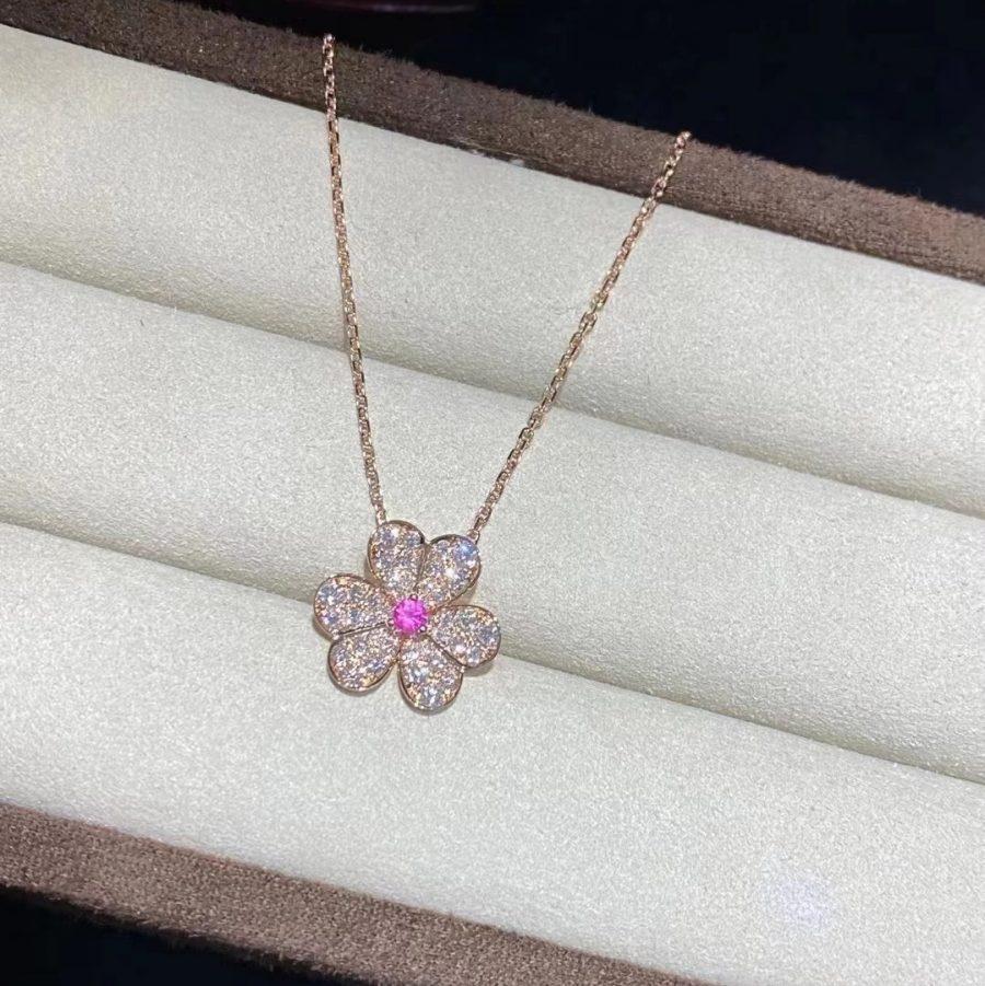 [Clara Jewels]FRIVOLE ROSE GOLD FLOWER DIAMOND NECKLACE