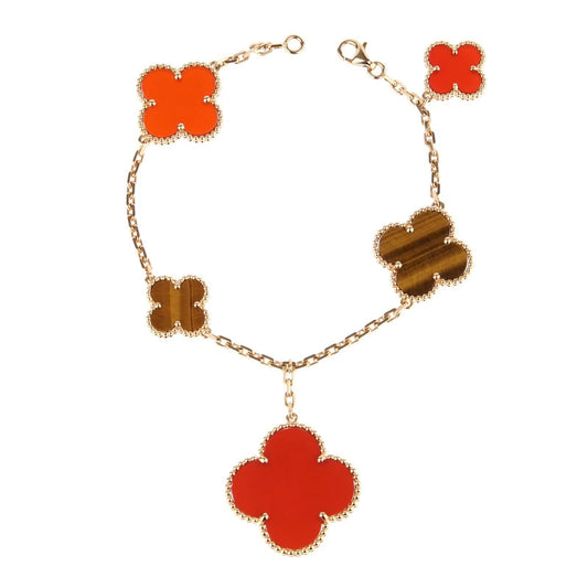 [Clara Jewels]CLOVER BRACELET 5 MOTIFS CARNELIAN TIGER EYE