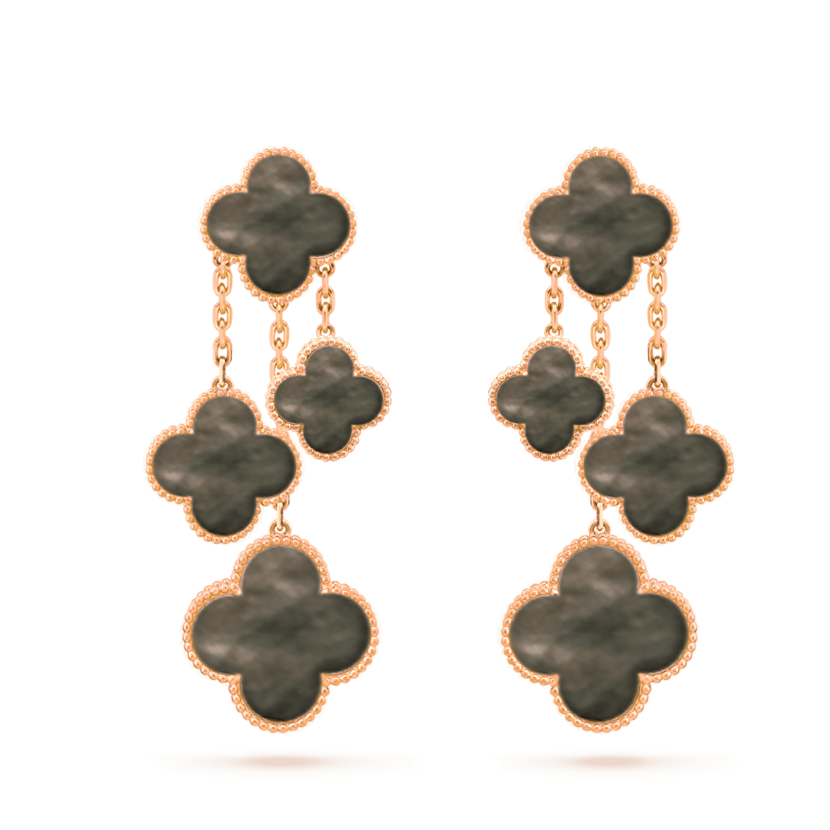 [Clara Jewels]CLOVER EARRINGS DARK MOP 4 MOTIFS ROSE GOLD