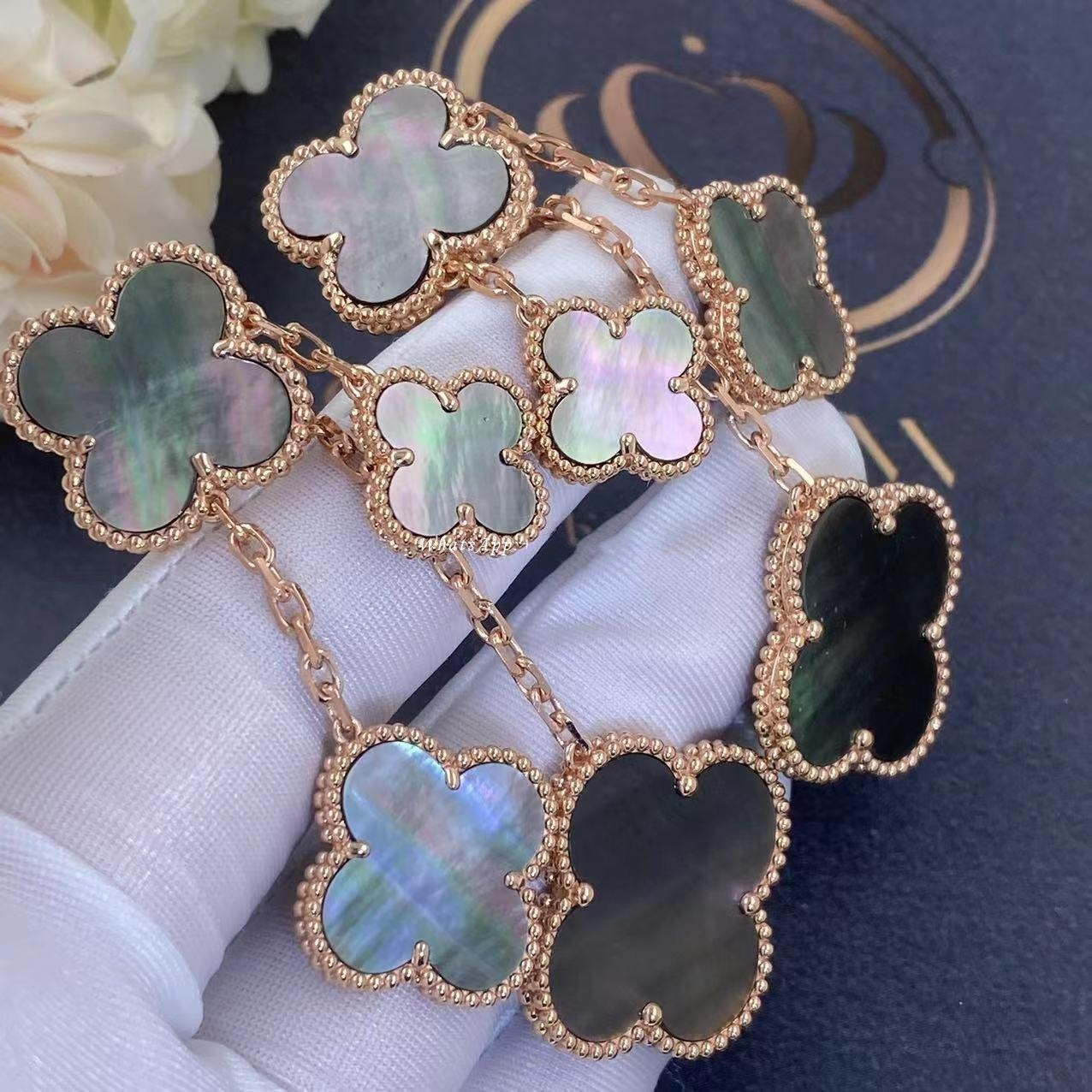 [Clara Jewels]CLOVER EARRINGS DARK MOP 4 MOTIFS ROSE GOLD