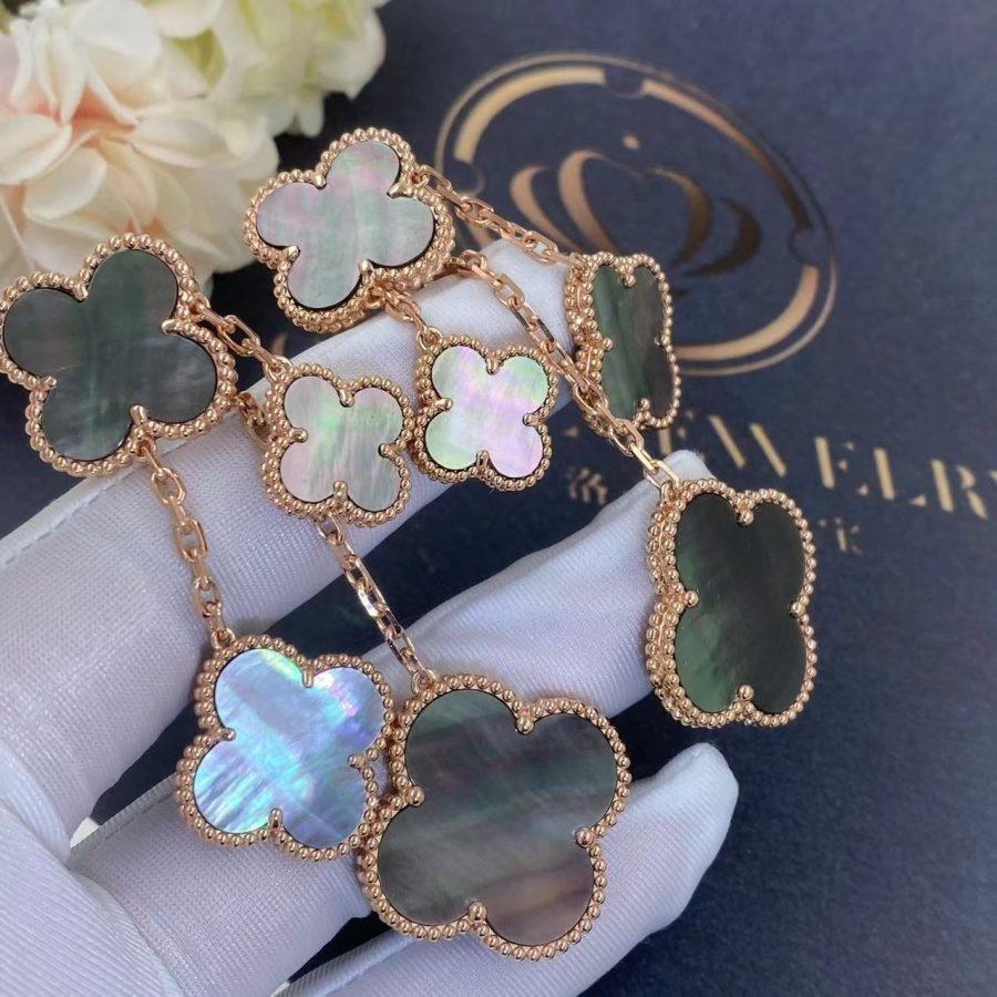 [Clara Jewels]CLOVER EARRINGS DARK MOP 4 MOTIFS ROSE GOLD