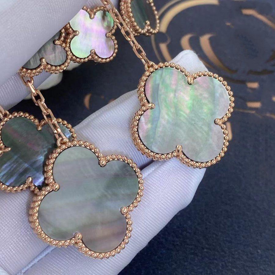 [Clara Jewels]CLOVER EARRINGS DARK MOP 4 MOTIFS ROSE GOLD