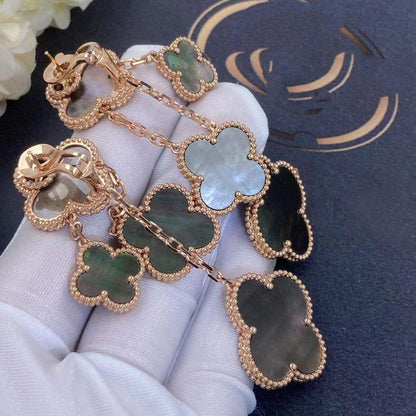 [Clara Jewels]CLOVER EARRINGS DARK MOP 4 MOTIFS ROSE GOLD