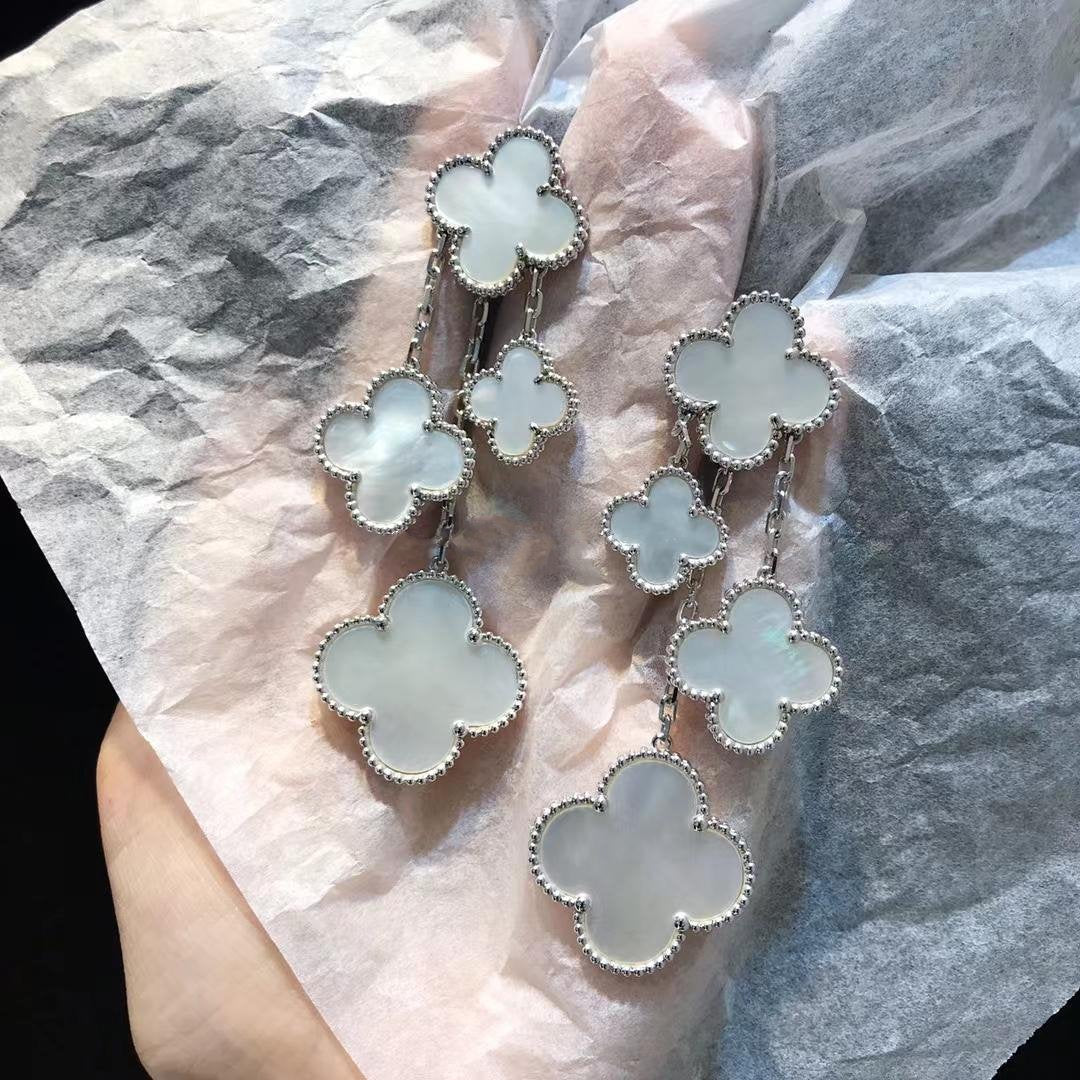 [Clara Jewels]CLOVER EARRINGS WHITE MOP 4 MOTIFS SILVER