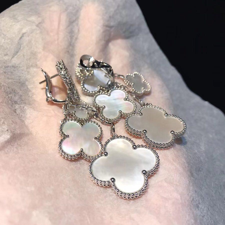 [Clara Jewels]CLOVER EARRINGS WHITE MOP 4 MOTIFS SILVER