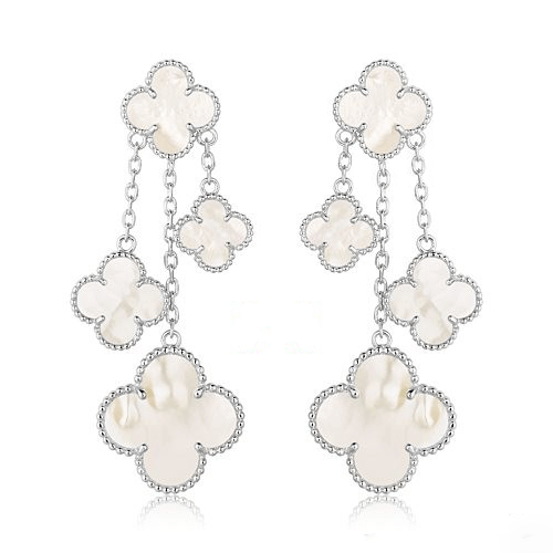[Clara Jewels]CLOVER EARRINGS WHITE MOP 4 MOTIFS SILVER