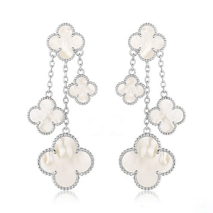 [Clara Jewels]CLOVER EARRINGS WHITE MOP 4 MOTIFS SILVER