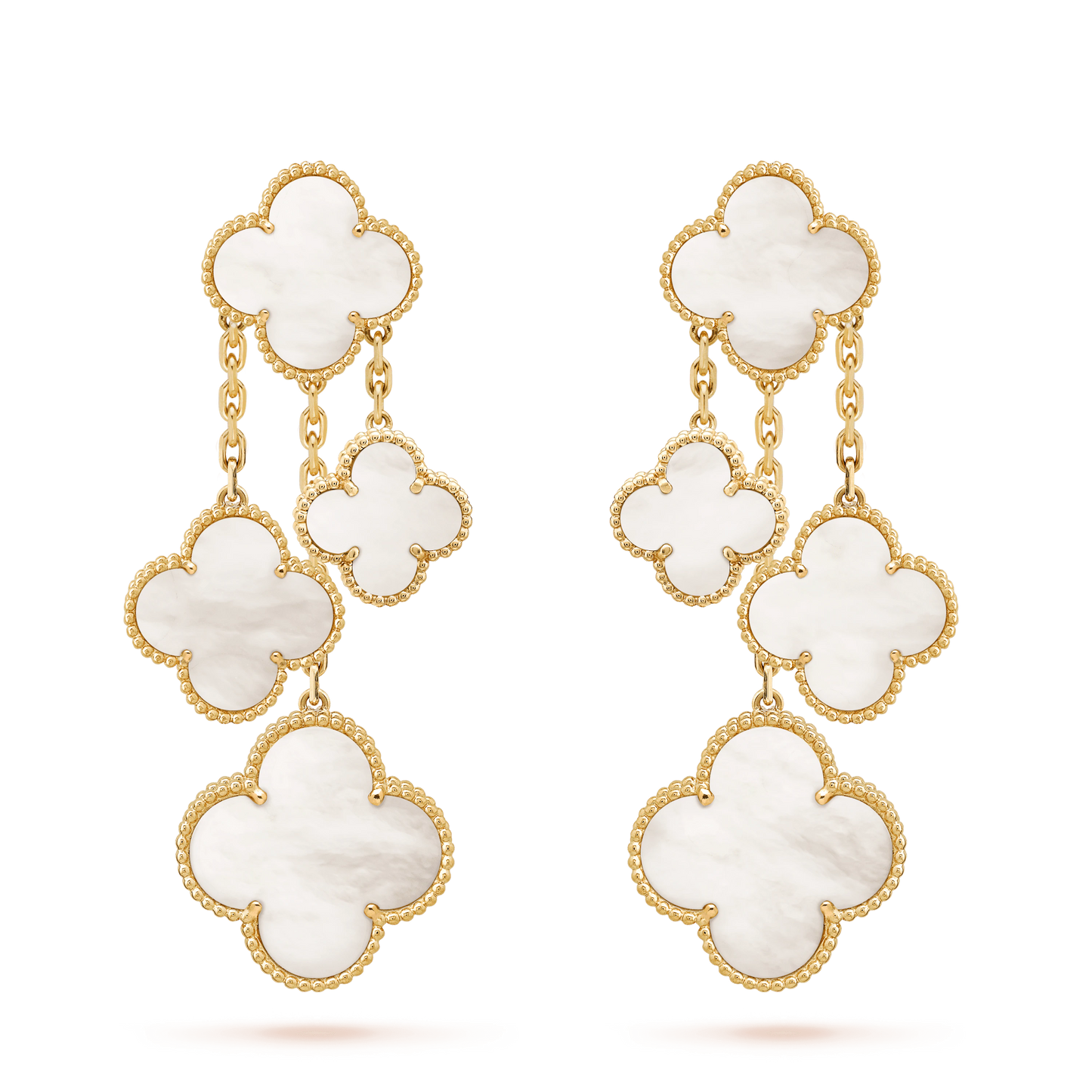 [Clara Jewels]CLOVER EARRINGS WHITE MOP 4 MOTIFS GOLD