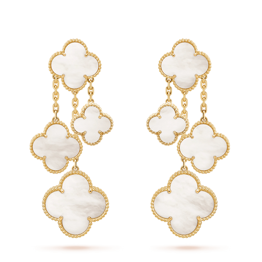 [Clara Jewels]CLOVER EARRINGS WHITE MOP 4 MOTIFS GOLD