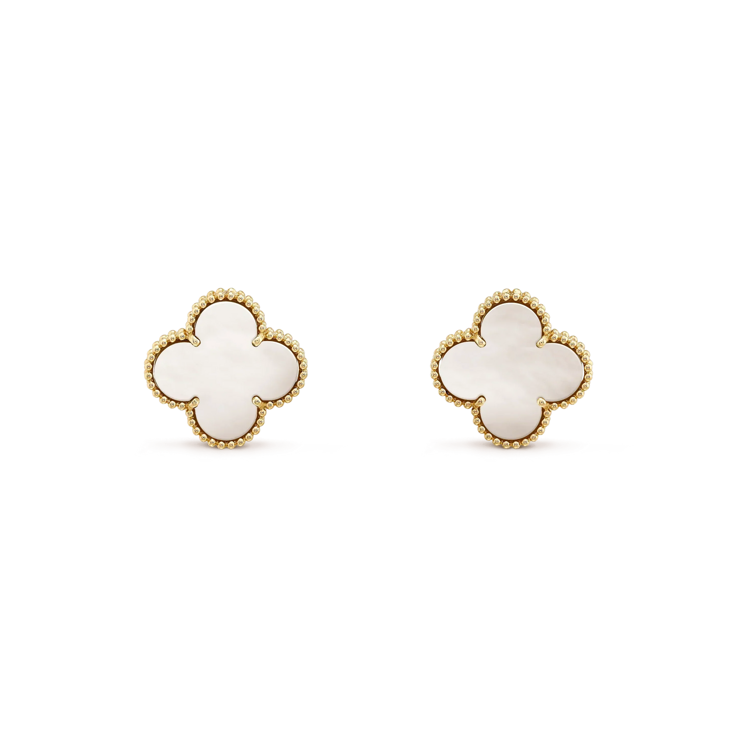 [Clara Jewels]CLOVER MEDIUM 1 MOTIFS  WHITE MOP STUD EARRINGS