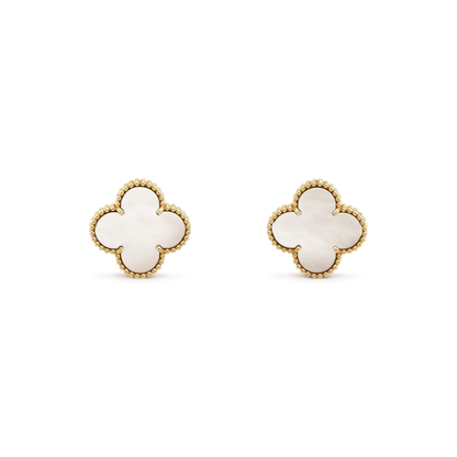 [Clara Jewels]CLOVER MEDIUM 1 MOTIFS  WHITE MOP STUD EARRINGS