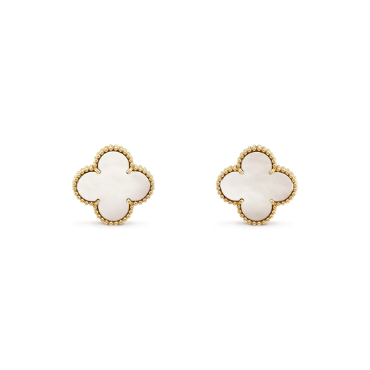 [Clara Jewels]CLOVER MEDIUM 1 MOTIFS  WHITE MOP STUD EARRINGS