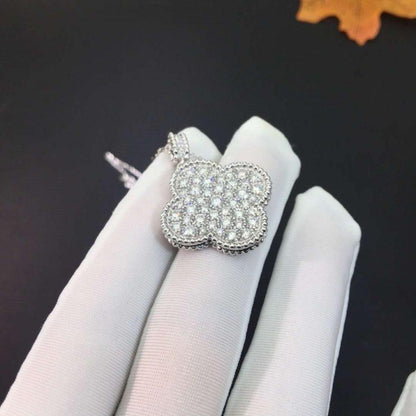 [Clara Jewels]CLOVER 25MM SILVER FULL DIAMOND BIG CLOVER NECKLACE