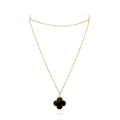 [Clara Jewels]CLOVER 25MM GOLD ONYX BIG CLOVER NECKLACE