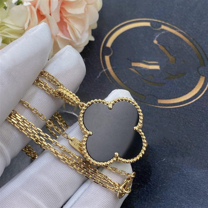 [Clara Jewels]CLOVER 25MM GOLD ONYX BIG CLOVER NECKLACE