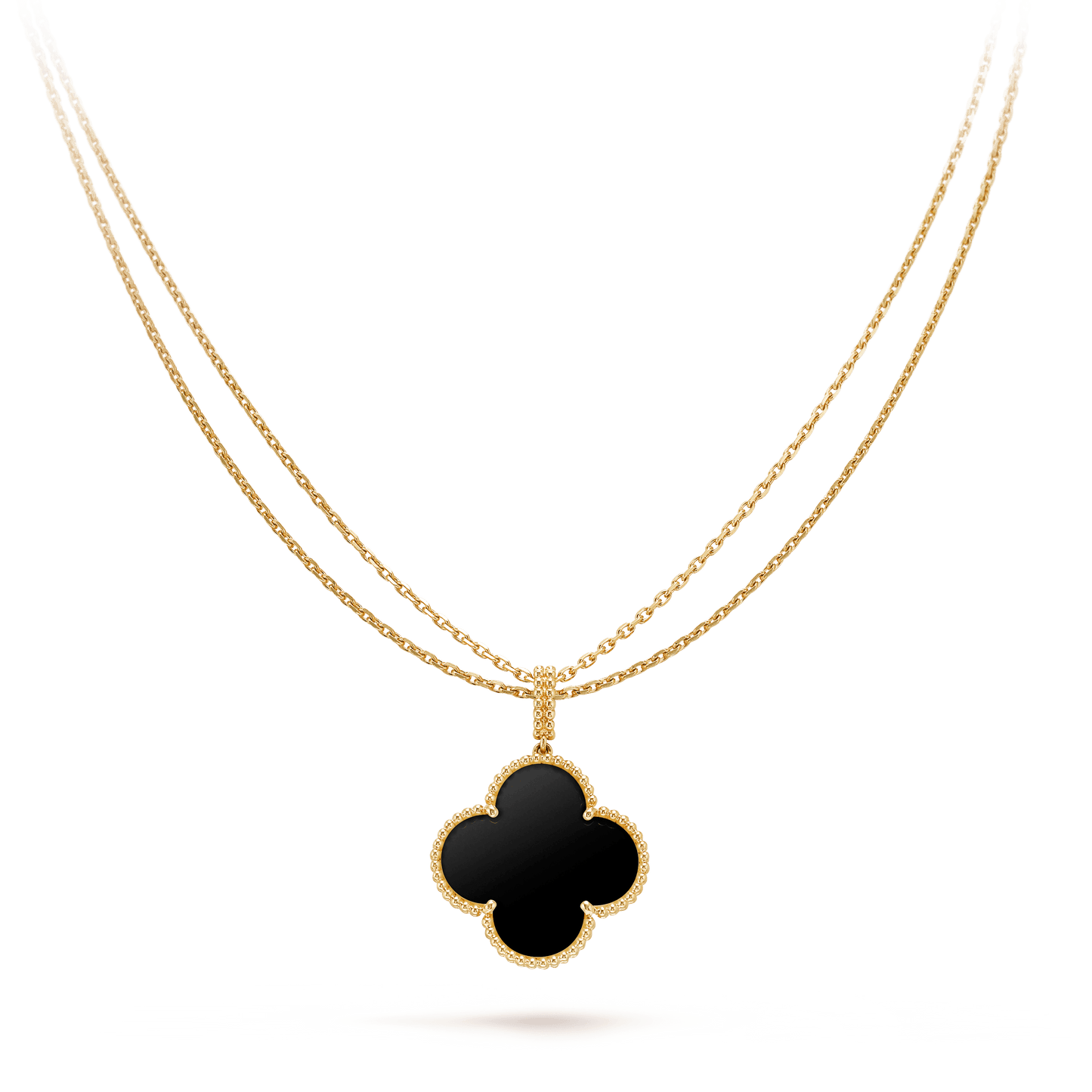 [Clara Jewels]CLOVER 25MM GOLD ONYX BIG CLOVER NECKLACE