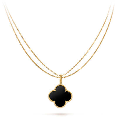 [Clara Jewels]CLOVER 25MM GOLD ONYX BIG CLOVER NECKLACE