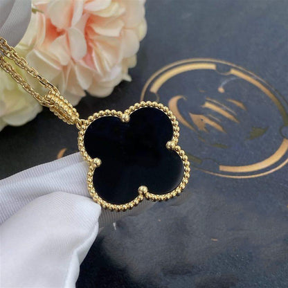 [Clara Jewels]CLOVER 25MM GOLD ONYX BIG CLOVER NECKLACE