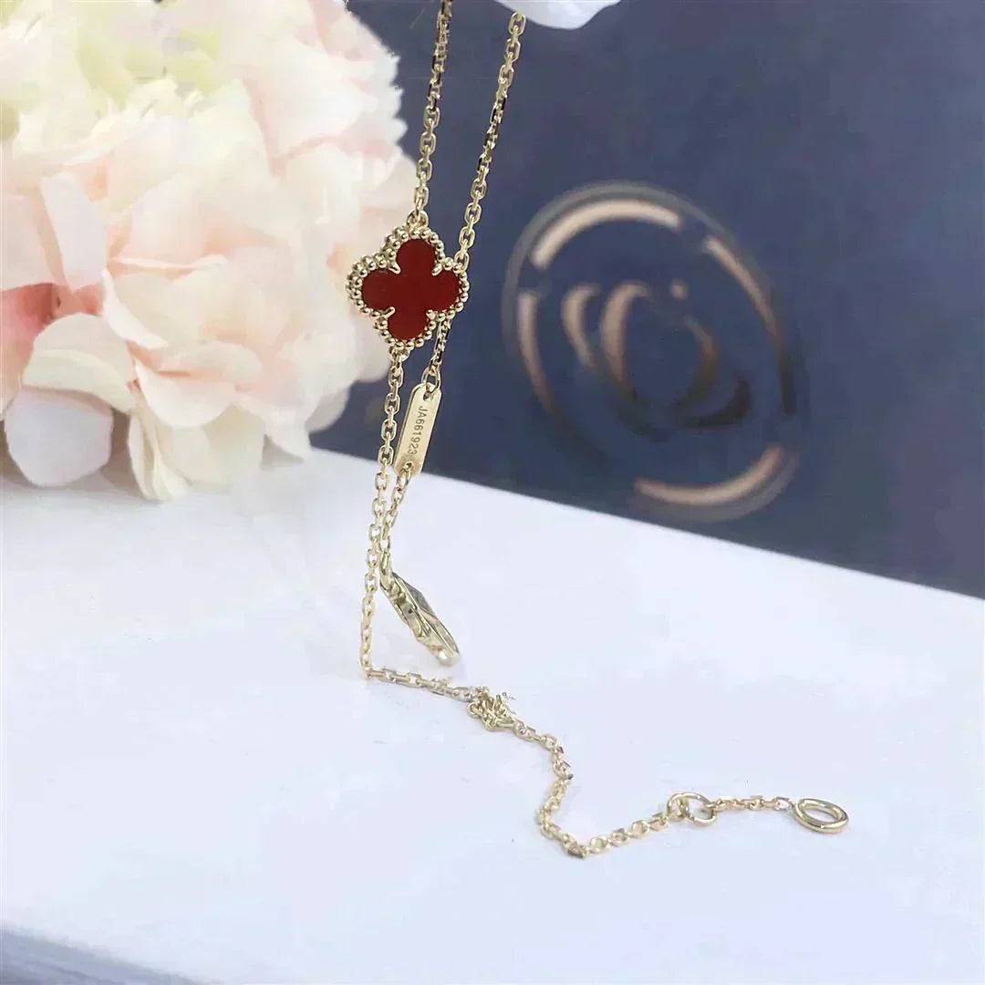 [Clara Jewels]CLOVER  CARNELIAN SINGLE FLOWER BRACELET