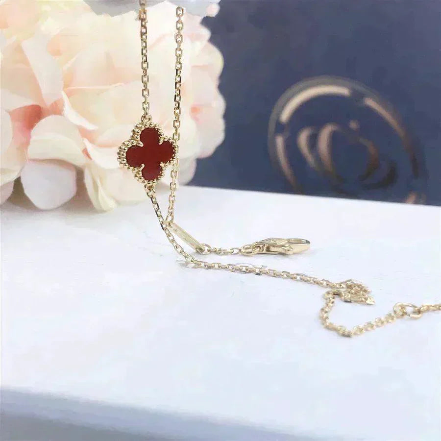 [Clara Jewels]CLOVER  CARNELIAN SINGLE FLOWER BRACELET