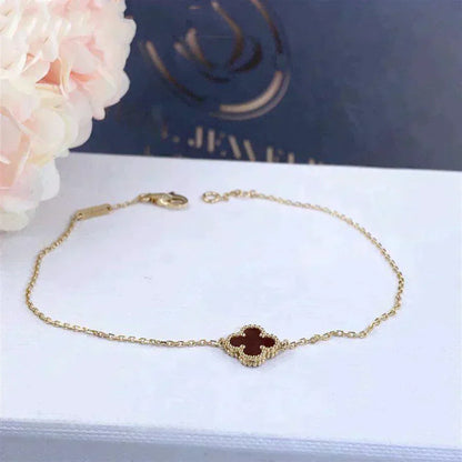 [Clara Jewels]CLOVER  CARNELIAN SINGLE FLOWER BRACELET