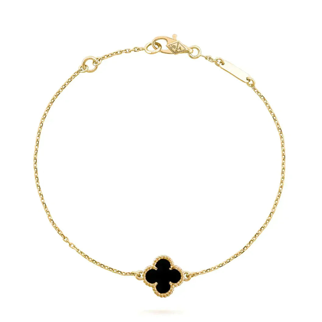 [Clara Jewels]CLOVER ONYX SINGLE FLOWER BRACELET