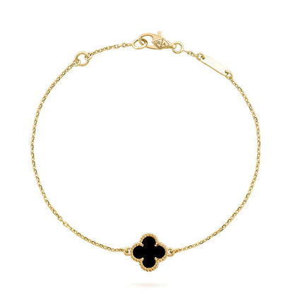 [Clara Jewels]CLOVER ONYX SINGLE FLOWER BRACELET